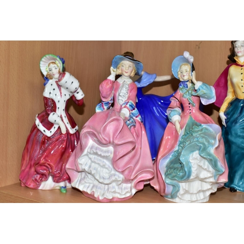 453 - FIVE ROYAL DOULTON FIGURINES, comprising a limited edition Grace Darling figurine HN3089 numbered 43... 