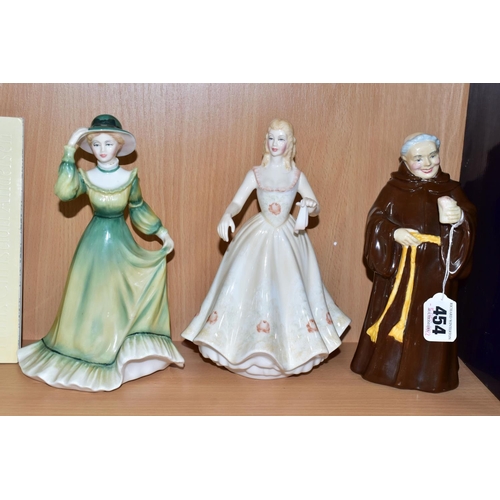 454 - ELEVEN FIGURINES, comprising a boxed Royal Worcester Summers Day, Coalport: Holy Friar, Prudence (ti... 