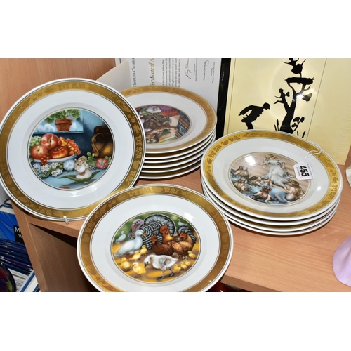 455 - TWELVE ROYAL COPENHAGEN HANS CHRISTIAN ANDERSEN PLATES, depicting scenes from the author's stories i... 