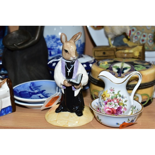 457 - A GROUP OF CERAMICS AND SUNDRY ITEMS, to include Royal Doulton Bunnykins 'Vicar Bunnykins' DB254, an... 