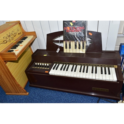 461 - A GEISE CHILDREN'S PIANO TOGETHER WITH A MAGNUS ELECTRIC CHORD-ORGAN, the children's piano height 51... 