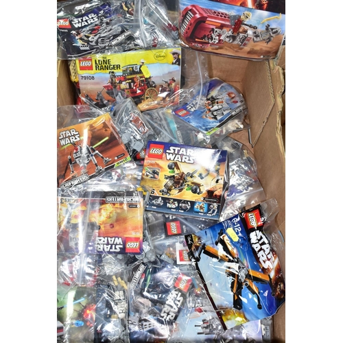 475 - ONE BOX OF STAR WARS AND LONE RANGER LEGO sets, to include The Lone Ranger set 79108, Star Wars sets... 