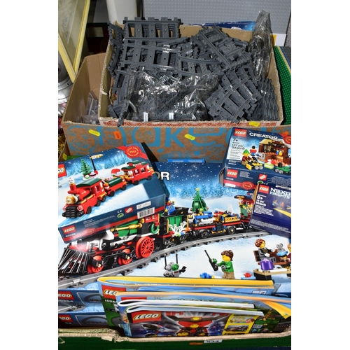 534 - TWO BOXES OF LEGO TRACK AND CREATOR, to include two  boxed sets of Lego Creator 'Expert' 10254 Winte... 