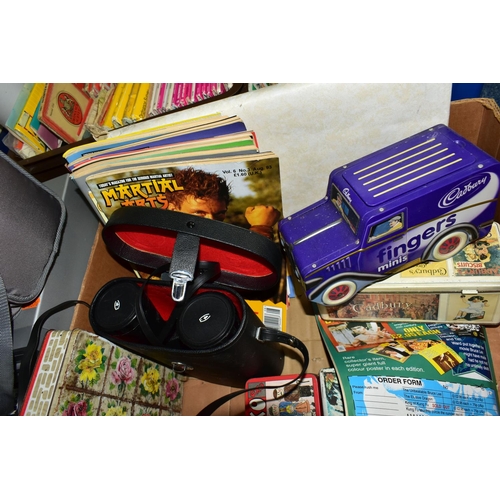 538 - THREE BOXES OF ASSORTED SUNDRIES, to include a boxed set of Prinzsound Pro 5AA headphones, a pair of... 