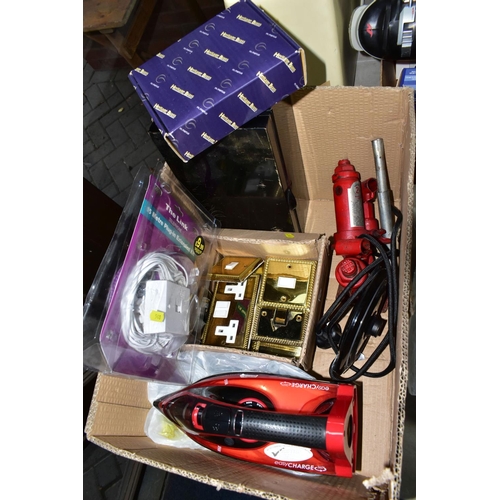 540 - TWO BOXES OF ELECTRICAL AND TECHNICAL ITEMS, to include three mobile phones, a Blackberry 9300 and a... 