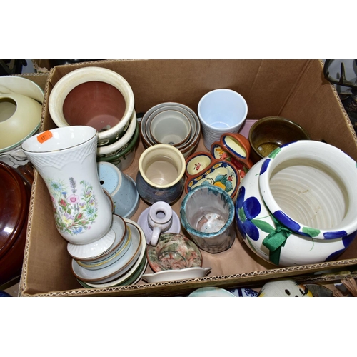 553 - FOUR BOXES OF CERAMICS AND ORNAMENTS, to include a  family of three Coalport 'Collectable' black ele... 