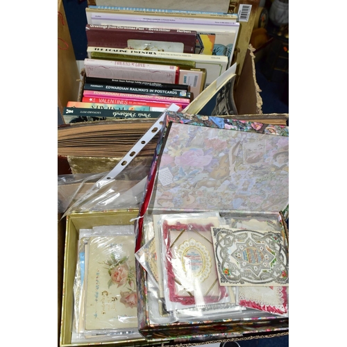 573 - VICTORIAN & EDWARDIAN EPHEMERA two boxes to include greetings cards, postcards, a scrapbook, a small... 