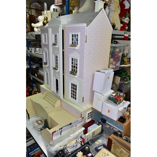 574 - A MODERN FURNISHED DOLLS HOUSE WITH ACCESSORIES ETC, to include a Wentworth Court house 1536i fitted... 