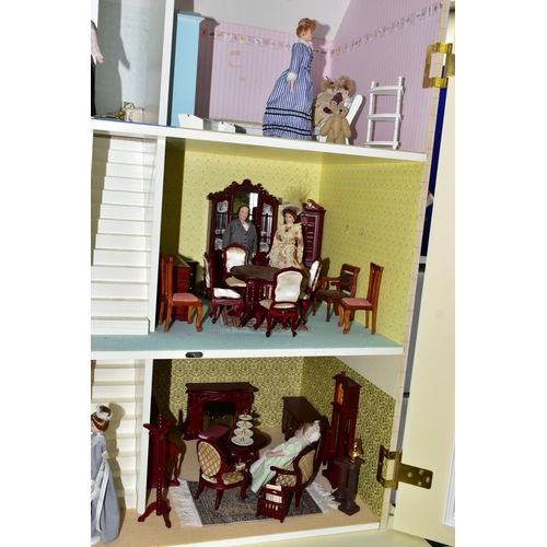 574 - A MODERN FURNISHED DOLLS HOUSE WITH ACCESSORIES ETC, to include a Wentworth Court house 1536i fitted... 