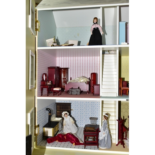 574 - A MODERN FURNISHED DOLLS HOUSE WITH ACCESSORIES ETC, to include a Wentworth Court house 1536i fitted... 