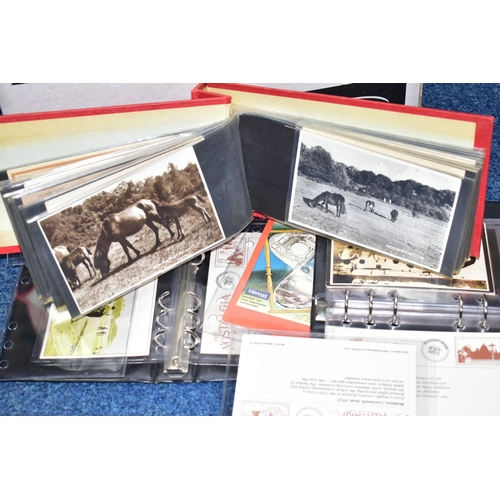 522 - POSTCARDS, one box containing approximately 500 postcards in seven albums, featuring sentimental, po... 