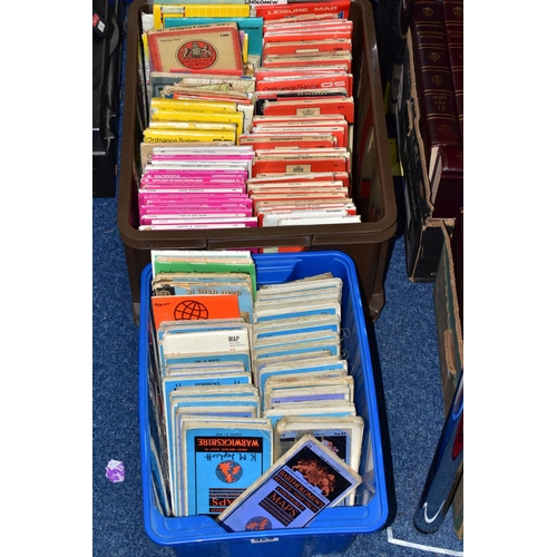 529 - TWO BOXES OF OVER ONE HUNDRED  MAPS, to include Ordnance Survey, Batholomew's map, National Grid, AA... 