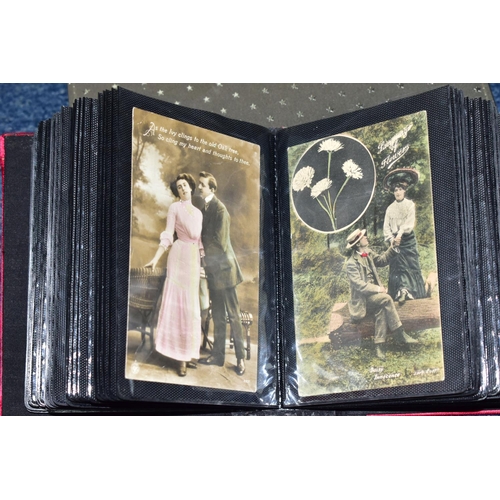 501 - POSTCARDS, four albums containing approximately 625 Sentimental Postcards dating from The Victorian ... 