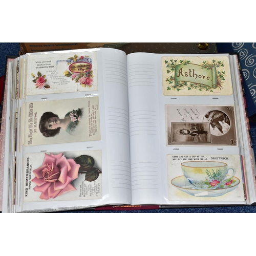 501 - POSTCARDS, four albums containing approximately 625 Sentimental Postcards dating from The Victorian ... 