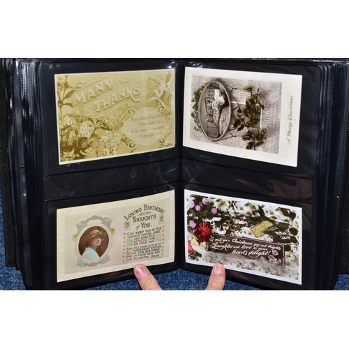 501 - POSTCARDS, four albums containing approximately 625 Sentimental Postcards dating from The Victorian ... 