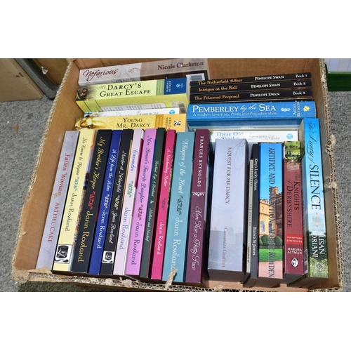 582 - BOOKS, eight boxes containing a collection of approximately 210 titles in hardback and paperback for... 