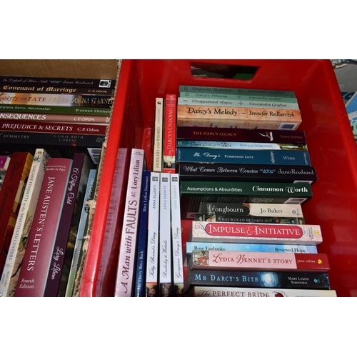 582 - BOOKS, eight boxes containing a collection of approximately 210 titles in hardback and paperback for... 