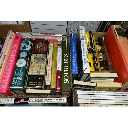 587 - BOOKS, five boxes containing approximately fifty+ titles in hardback and paperback formats concernin... 