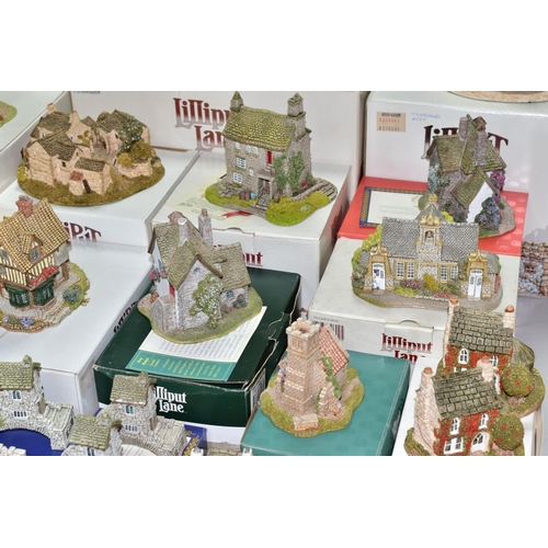 589 - THIRTY FIVE LILLIPUT LANE SCULPTURES FROM THE NORTH COLLECTION, mostly boxed and have deeds where me... 