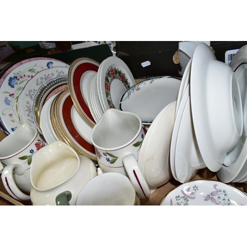 612 - THREE BOXES OF ASSORTED TEA AND DINNER WARES ETC, to include 'Old Colonial' part dinner service, Roy... 