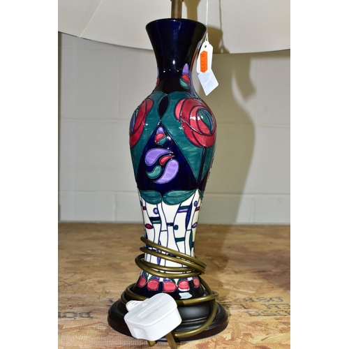 618 - A MOORCROFT TRIBUTE TO CHARLES RENNIE MACKINTOSH TABLE LAMP, designed by Rachael Bishop, approximate... 