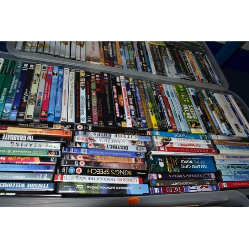 623 - DVDS, four boxes containing a large collection of over 325 miscellaneous titles featuring major feat... 