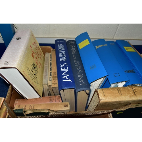 639 - THREE BOXES OF TREEN, VINTAGE CAMERAS TOGETHER WITH A QUANTITY OF AIRFORCE/AIRCRAFT RELATED BOOKS, t... 