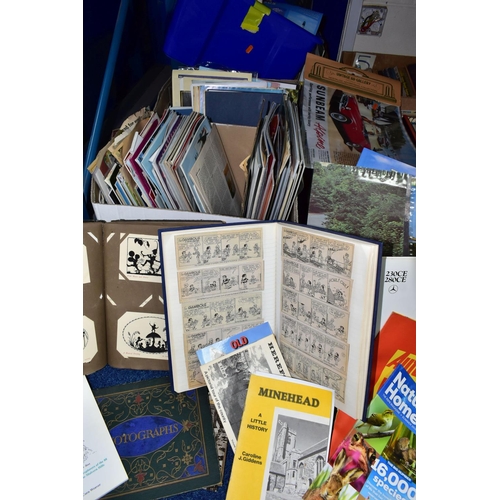 657 - FOUR BOXES OF EPHEMERA, to include an album of over one hundred early twentieth century postcards of... 