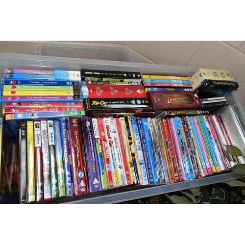 669 - DVDS / VHS TAPES, seven boxes containing a large collection of over 350 titles to include Films, Tel... 