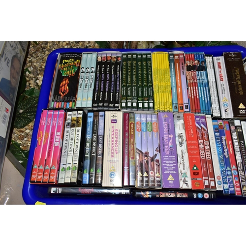 669 - DVDS / VHS TAPES, seven boxes containing a large collection of over 350 titles to include Films, Tel... 