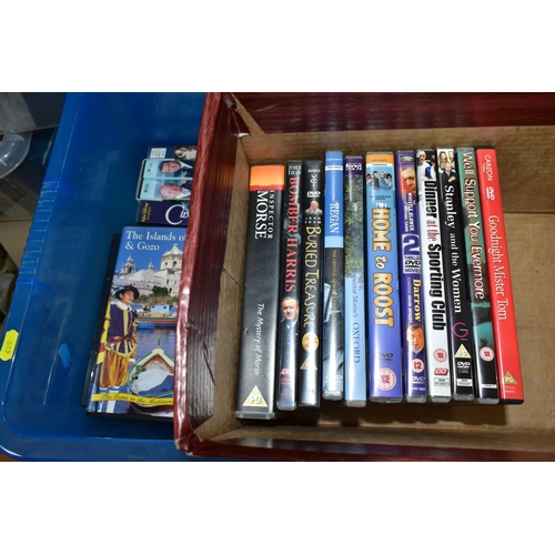 669 - DVDS / VHS TAPES, seven boxes containing a large collection of over 350 titles to include Films, Tel... 