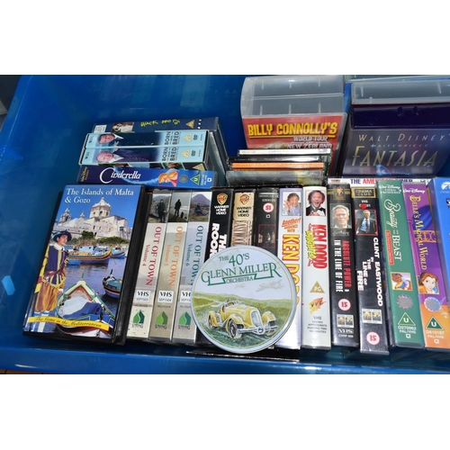 669 - DVDS / VHS TAPES, seven boxes containing a large collection of over 350 titles to include Films, Tel... 