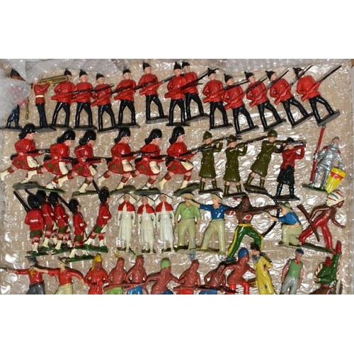 677 - A QUANTITY OF ASSORTED BRITAINS AND OTHER HOLLOWCAST FIGURES, to include Nurses, Soldiers and Guards... 