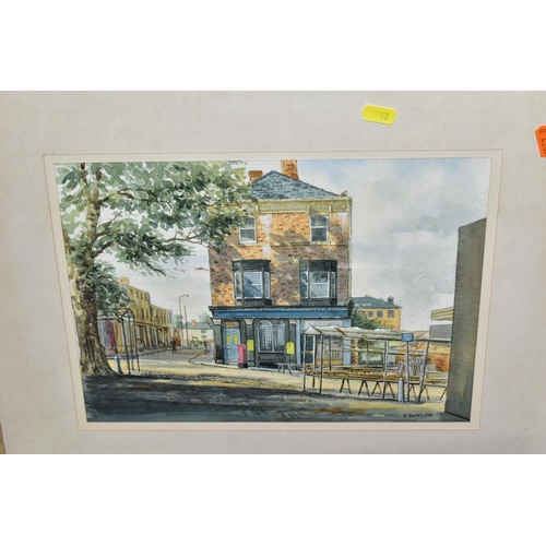 708 - A SMALL COLLECTION OF PICTURES AND PRINTS ETC, to include two Vic Bowcott watercolours depicting a s... 