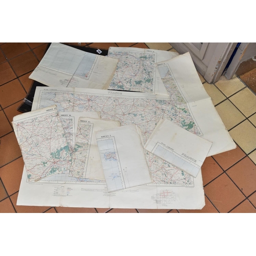 709 - NINE 1-250,000 SCALE ORDNANCE SURVEY MAPS OF FRANCE DATED 1938, comprising sheets 3a, 7, 7a & 13a, 8... 