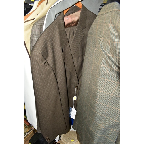 726 - A COLLECTION OF GENTLEMEN'S CLOTHING, to include a quantity of 1980/1990's neck ties, a Baumler grey... 