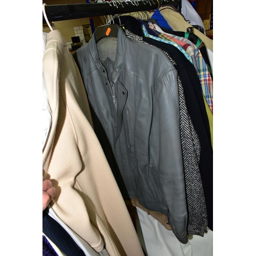 727 - A COLLECTION OF OVER THIRTY ITEMS OF CLOTHING, to include men's and women's jackets, tops and dresse... 