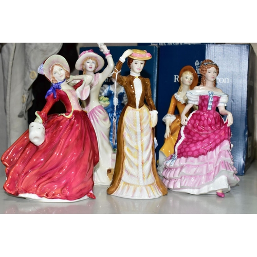 731 - SIX ROYAL DOULTON FIGURINES, of which five are boxed, comprising 'Anna of the Five Towns' HN3865 com... 