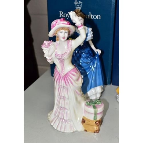 731 - SIX ROYAL DOULTON FIGURINES, of which five are boxed, comprising 'Anna of the Five Towns' HN3865 com... 