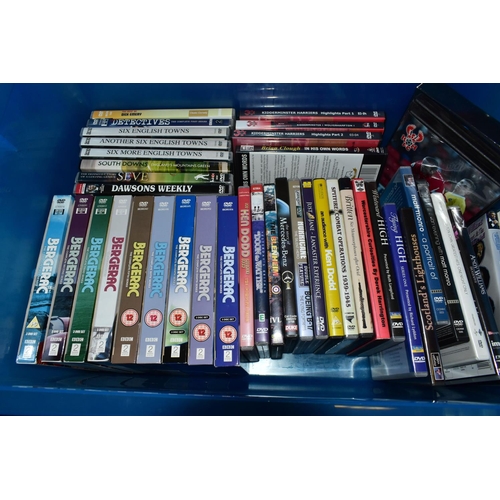 742 - EIGHT BOXES OF ASSORTED DVDs, to include documentaries - Fred Dibnah, RAF at War, Canal Walks, Coast... 