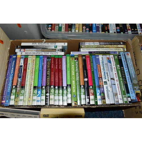 742 - EIGHT BOXES OF ASSORTED DVDs, to include documentaries - Fred Dibnah, RAF at War, Canal Walks, Coast... 