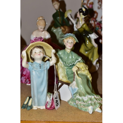 745 - FIVE ROYAL DOULTON FIGURINES, comprising 'Make Believe' HN2225, Ascot HN2356, Victoria HN2471, Simon... 