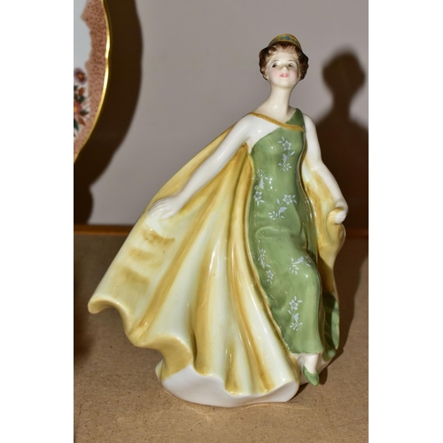 747 - FOUR ROYAL DOULTON FIGURINES, comprising Flora HN2349, Country Lass HN1991, A Hostess of Williamsbur... 