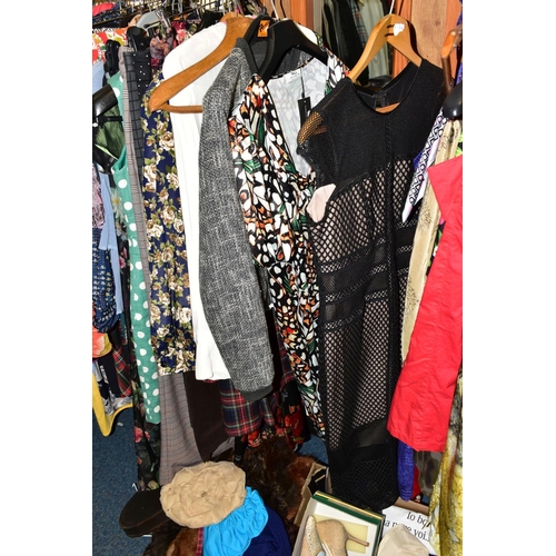 753 - A QUANTITY OF VINTAGE AND MODERN LADIES CLOTHING,  approximately eighty items of assorted ages from ... 