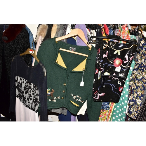 753 - A QUANTITY OF VINTAGE AND MODERN LADIES CLOTHING,  approximately eighty items of assorted ages from ... 