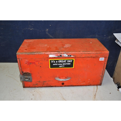 1072 - A MECHANICS TOOLBOX BADGED SNAP ON TOOLS containing Halfords and other metric sockets, rachets, span... 