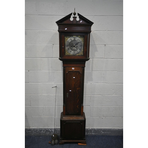 1206 - A WILLIAM WEST OF HELSTON, CORNWALL, A GEORGE III OAK AND MAHOGANY CROSSBANDED EIGHT DAY LONGCASE CL... 