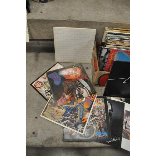 802 - TWO TRAYS CONTAINING OVER ONE HUNDRED AND THIRTY LPs AND 7in SINGLES including  Darkside of the Moon... 