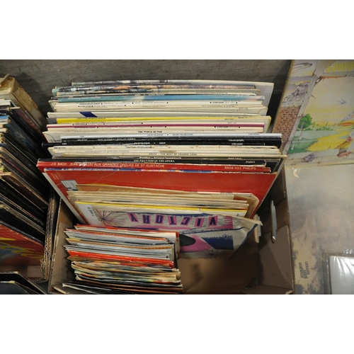 802 - TWO TRAYS CONTAINING OVER ONE HUNDRED AND THIRTY LPs AND 7in SINGLES including  Darkside of the Moon... 