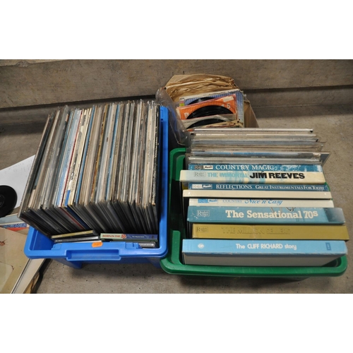 804 - THREE TRAYS CONTAINING APPROX TWO HUNDRED LPs, 78s, SINGLES AND CDs including Cat Stevens, Buddy Hol... 